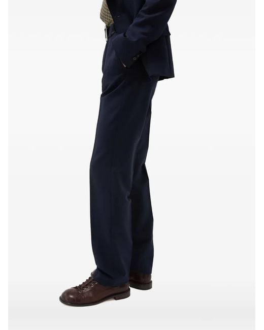 Versace Blue Wool-Mohair Slim Formal Trousers for men