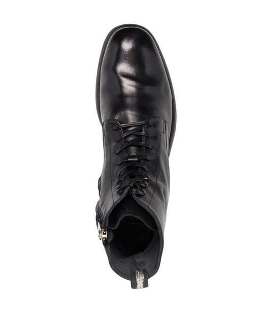 Officine Creative Black Chronic Lace-Up Ankle Boots for men