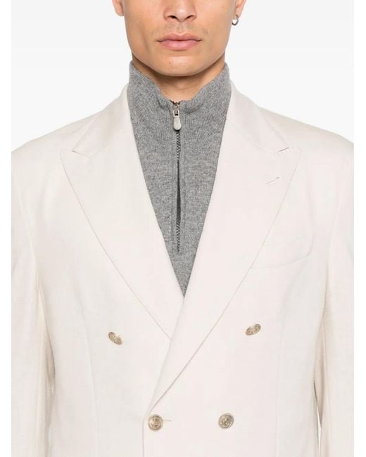 Eleventy White Double-Breasted Blazer for men