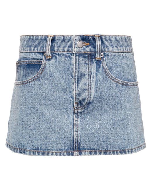 Alexander Wang Blue Rhinestone Denim Mini Skirt - Women's - Cotton