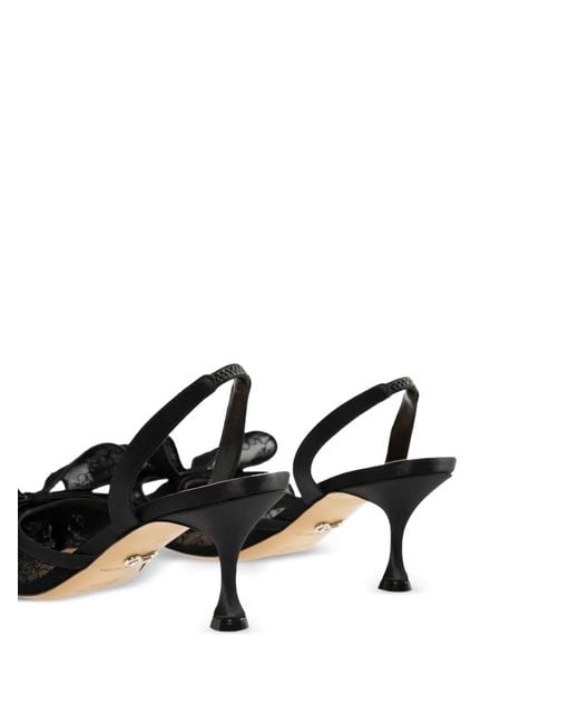 Mach & Mach Black Le Cadeau Lace Slingback Pumps