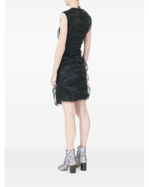 Maison Margiela Black Gathered Sleeveless Semi-Sheer Maxi Dress