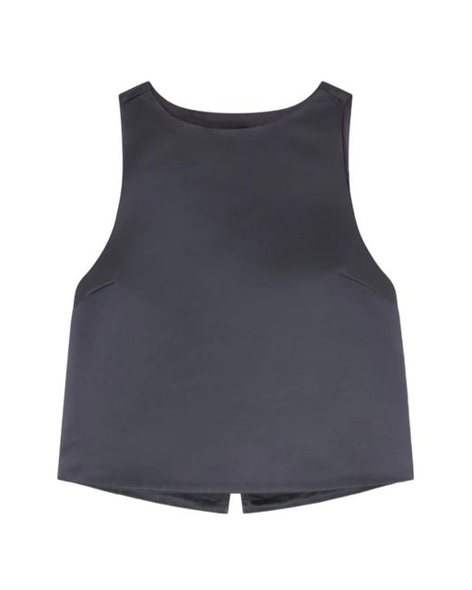 Ganni Blue Satin Tank Top