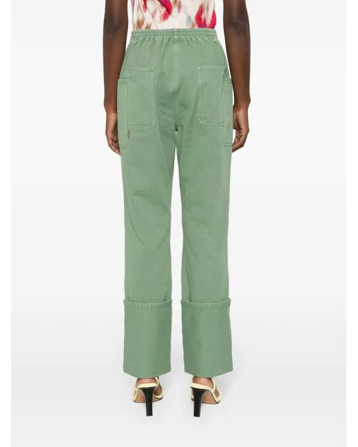 Max Mara Green Slim-Fit Cotton Trousers