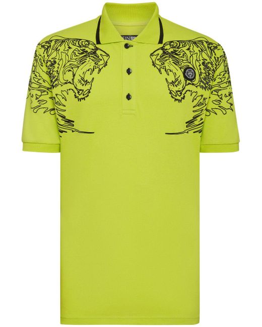 Philipp Plein Poloshirt mit Tiger-Print in Green für Herren