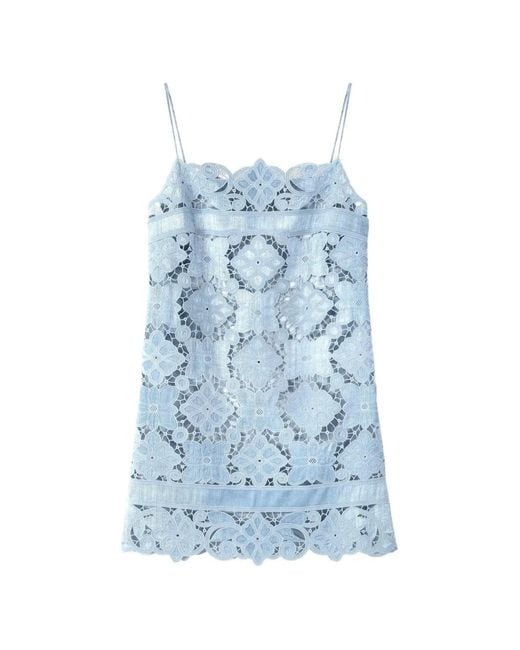 Ermanno Scervino Blue Lace-Embroidered Cut-Out Mini Dress