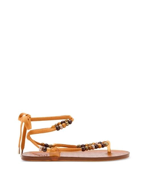 Ancient Greek Sandals Orange Esther Bead-Embellished Lace-Up Sandals