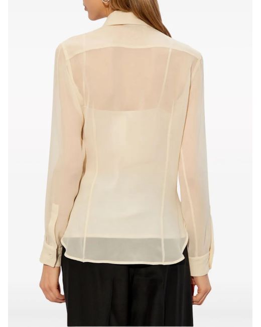 Max Mara White Seidenhemd Mit Logo-Stickerei