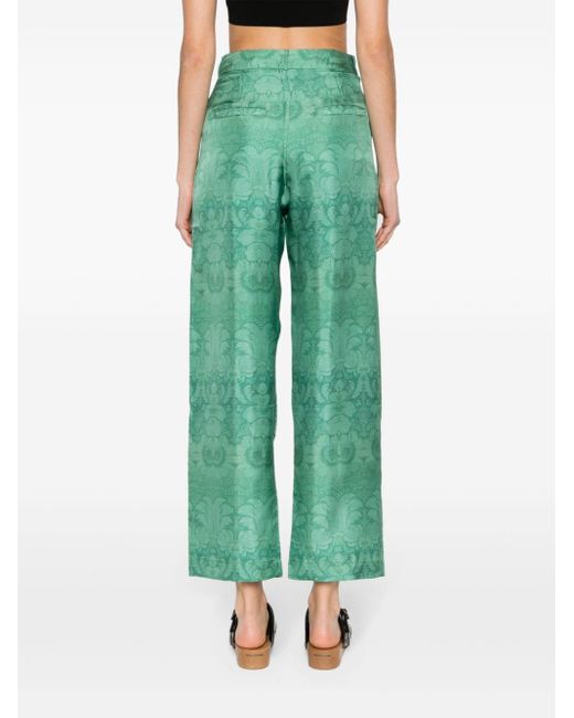 Pantalones anchos con motivo floral Pierre Louis Mascia de color Green