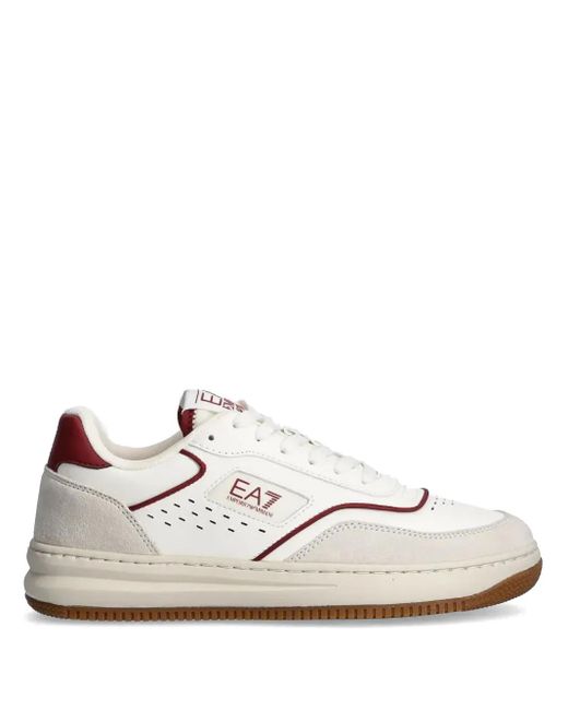 EA7 White Logo-Print Sneakers