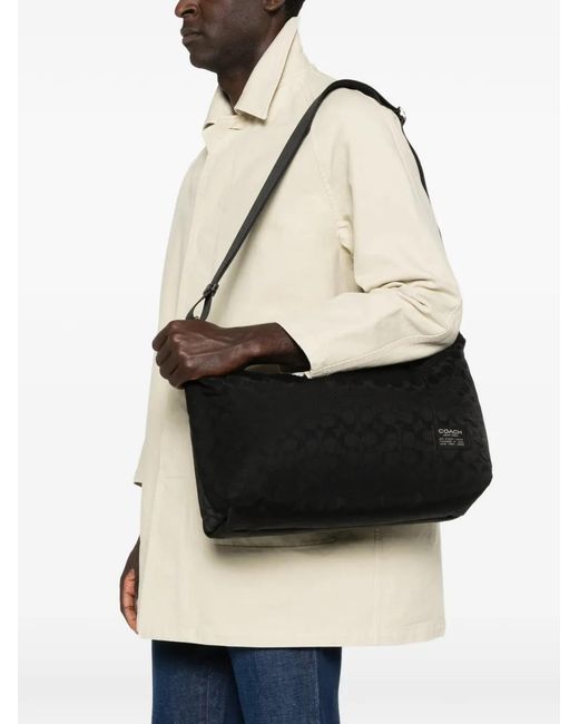 COACH Black Pattern Key-Charm Shoulder Bag