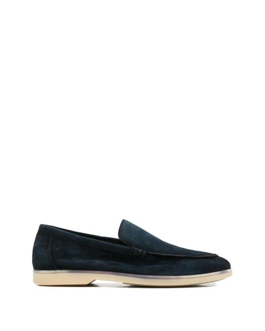 Alberto Gozzi Blue Almond-Toe Loafers for men