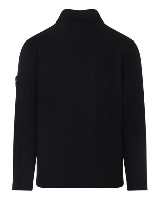 Stone Island Blue Patch-Pocket Wool Shirt for men