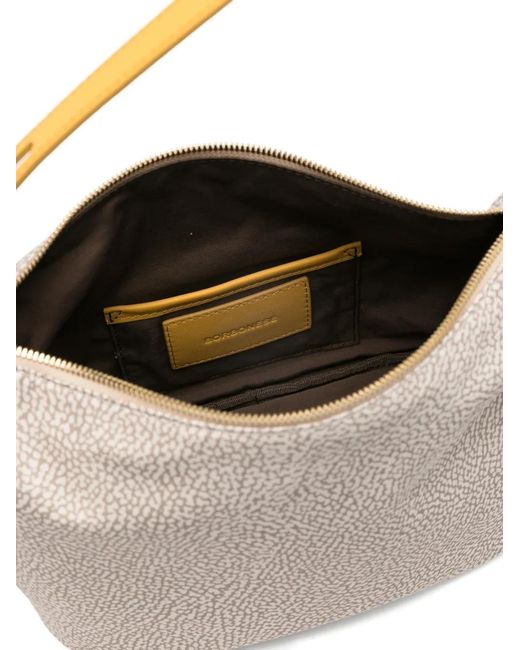 Borbonese White Patterned Zipped Tote Bag