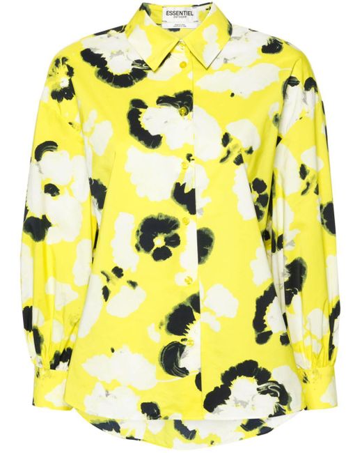 Camisa texturizada con motivo floral Essentiel Antwerp de color Yellow