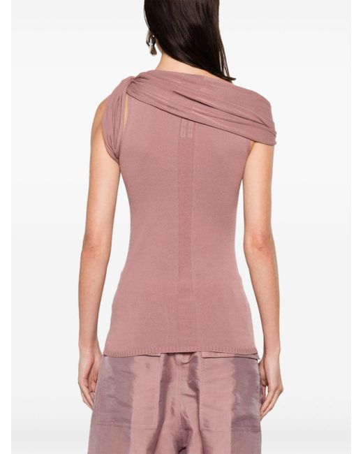 Rick Owens Pink Twisted-neckline Knitted Tank Top