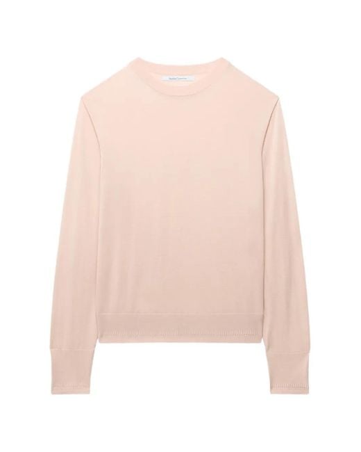 Another Tomorrow Pink Featherweight Crew-Neck Sweater