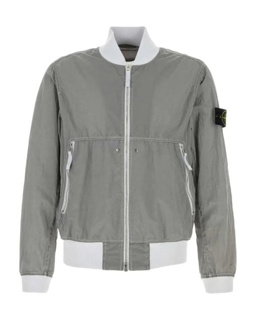 メンズ Stone Island ジップアップ ボンバージャケット Gray