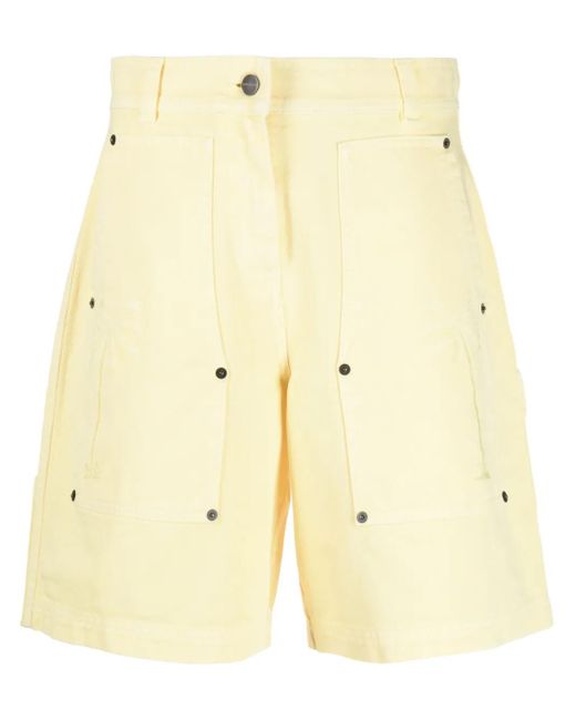 Palm Angels Natural Embroidered Palm Tree Shorts