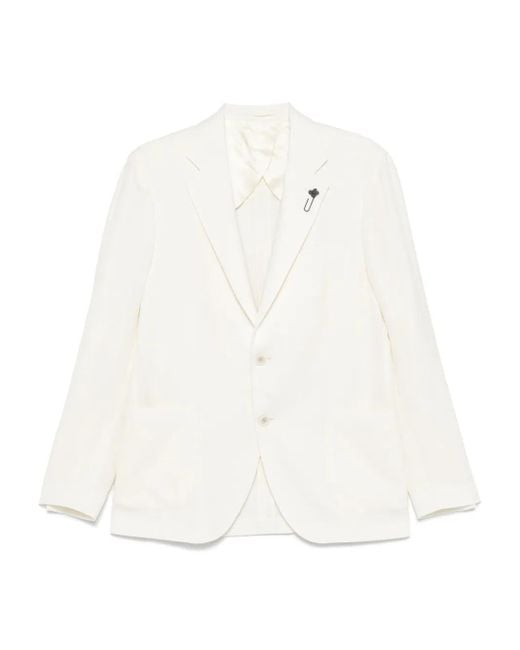 Lardini White Basketweave Blazer for men