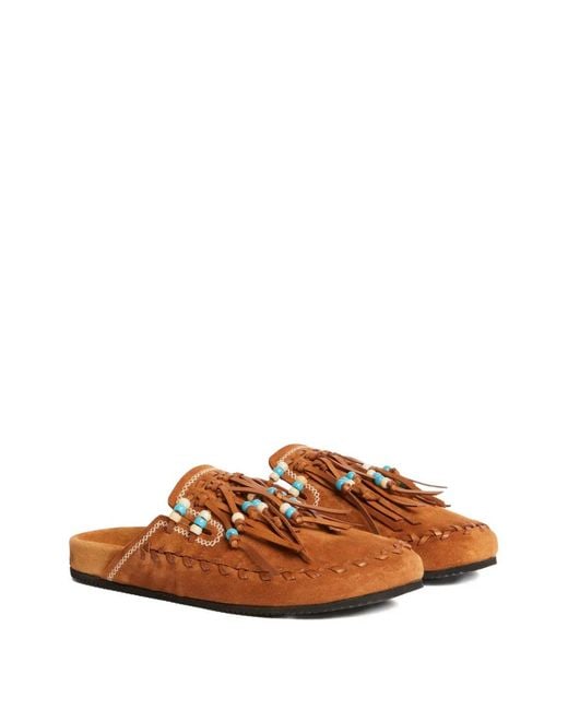 Alanui Brown The Journey Beaded Flat Mules