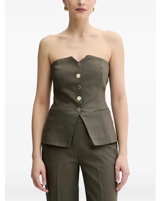 Morgan Green Button Strapless Top