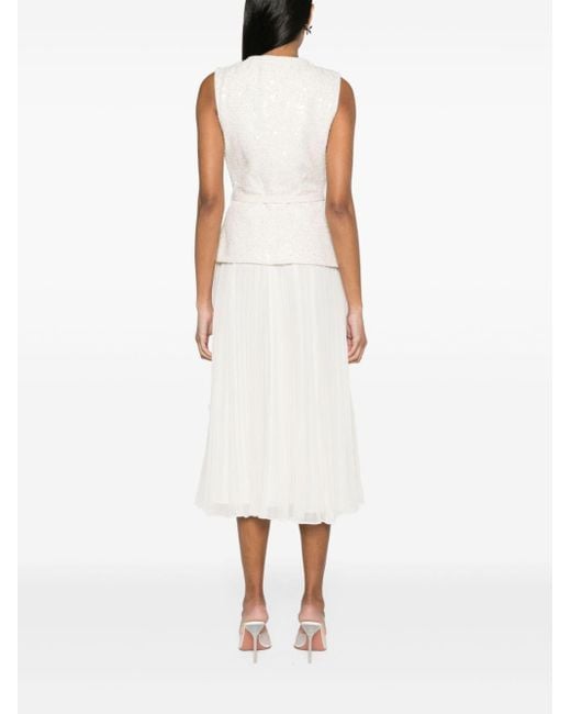 cream boucle tailored midi dress Self=Portrait Cream Tailored Boucle And Chiffon Midi Dress - Kate Middleton Dresses