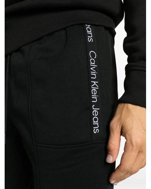 Calvin Klein Black Logo-Print Drawstring Track Pants for men