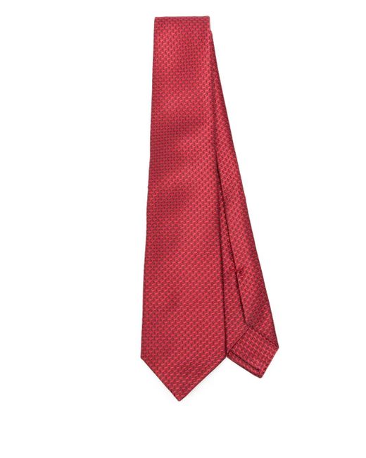 Kiton Red Patterned-Jacquard Tie for men