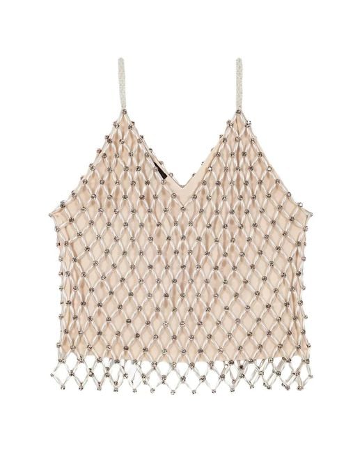 Maje Natural Beaded Top With Lining