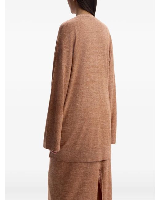 12 STOREEZ Brown V-Neck Buttoned Cardigan