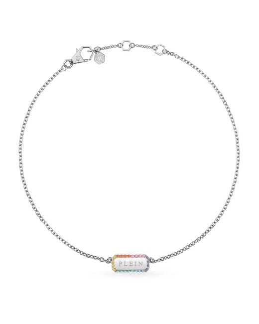 Philipp Plein White Crystal-Embellished Necklace