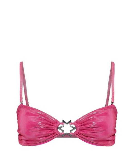 M I S B H V Pink Star-Plaque Bikini Top