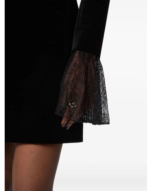 Nina Ricci Black Lace-Trimmed Mini Dress