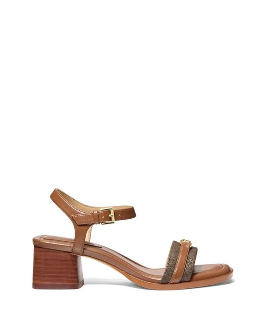 Michael Kors Brown Mandy Logo-Plaque Sandals