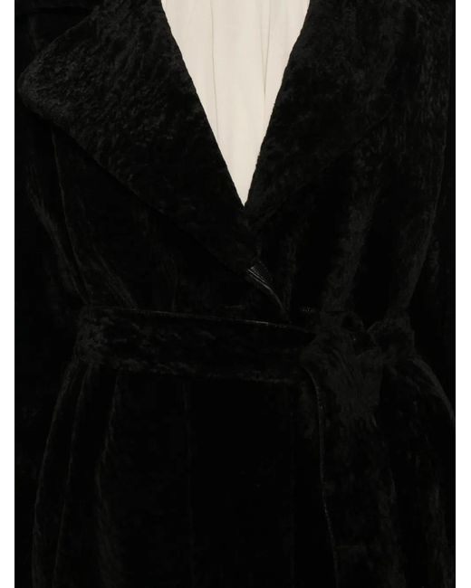 Arma Black Belted Shearling Coat