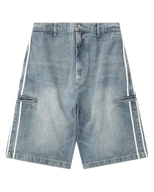 FIVE CM Blue Stripe-detail Denim Shorts for men