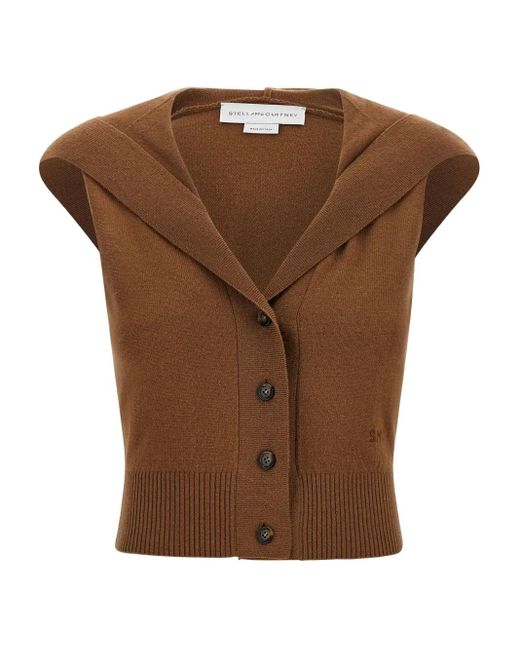 Stella McCartney Brown Hooded Knit Top