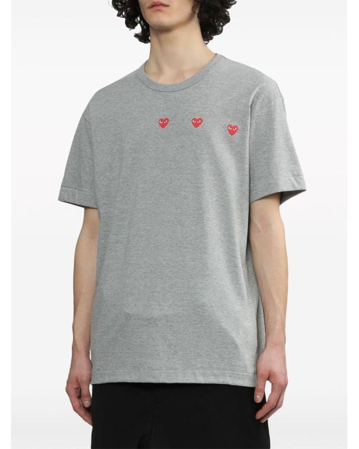 T-shirt Triple Hearts di COMME DES GARÇONS PLAY in Gray da Uomo