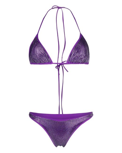 Mc2 Saint Barth Purple Crystal-embellished Bikini Set