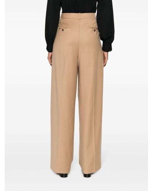 Theory Natural Pleated Virgin Wool High-waisted Trousers