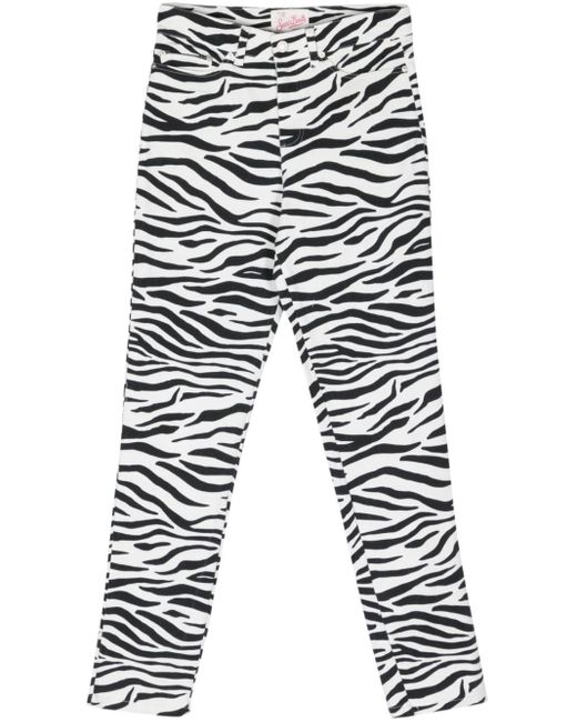 Mc2 Saint Barth White Belleville Slim-leg Zebra-print Jeans