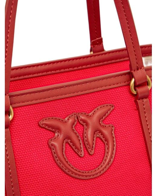 Pinko Red Medium Shopper Logo-Plaque Tote Bag