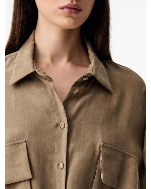 ViCOLO Brown Flap-Pocket Drop-Shoulder Shirt