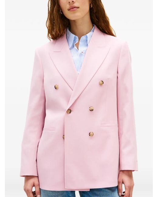 Tommy Hilfiger Pink Blazer Timeless À Boutonnière Croisée En Laine Mélangée