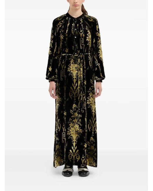 Pierre Louis Mascia Black Flower-Pattern Maxi Dress