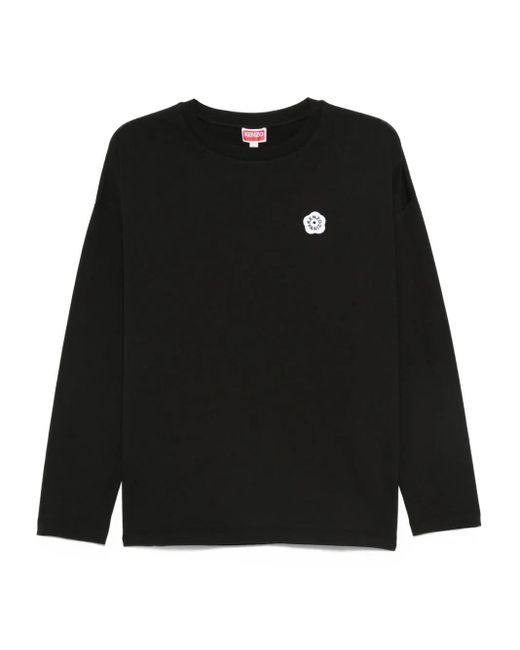 KENZO Black Flower-Embellished Long-Sleeve Top