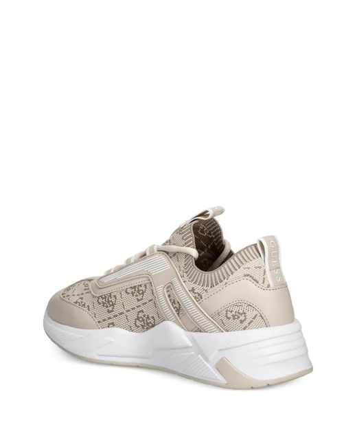 Guess White Genga Logo Pattern Sneakers