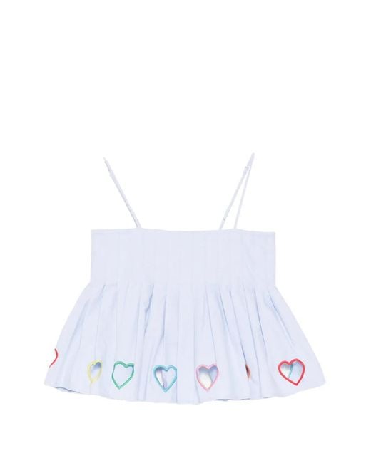 MIRA MIKATI White Heart-Cutout Pleated Top