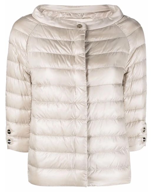 Herno Natural Three-Quarter-Length Sleeve Puffer Jacket